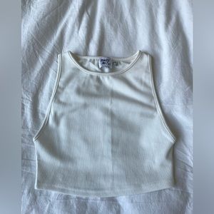 Cream Ribbed Princess Polly Crop Top